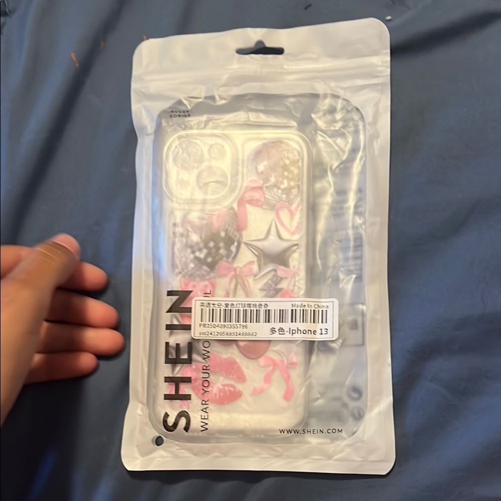 SHEIN Pink and Silver Phone Case